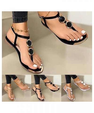 LONG-M Women's Sandals Anti-Slip Sandals Gladiator Toe Split Roman Sandals Strap Sandals White 35 $18.40 Sandals