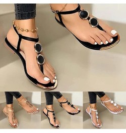 LONG-M Women's Sandals Anti-Slip Sandals Gladiator Toe Split Roman Sandals Strap Sandals White 35 $18.40 Sandals