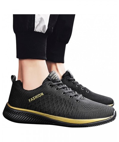 Men Womens Running Shoes Sneakers, Couple Tennis Shoes Comfort Lace Up Sneakers Non Slip Jogging Shoes Work Shoes Gold $12.51...