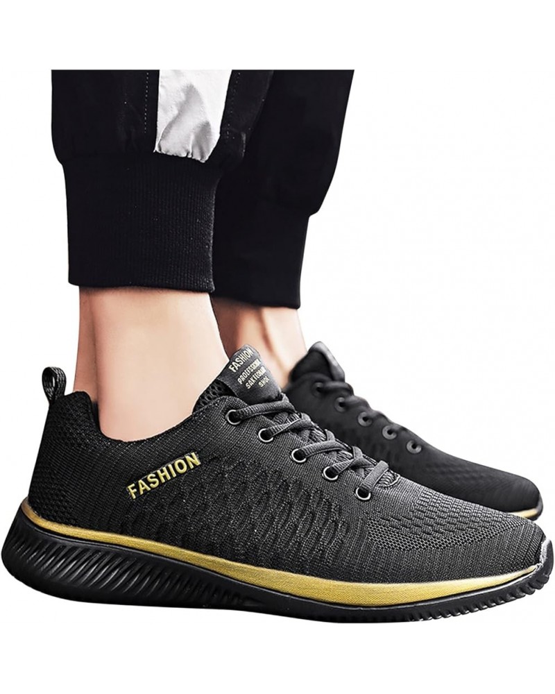 Men Womens Running Shoes Sneakers, Couple Tennis Shoes Comfort Lace Up Sneakers Non Slip Jogging Shoes Work Shoes Gold $12.51...