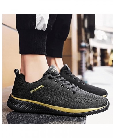 Men Womens Running Shoes Sneakers, Couple Tennis Shoes Comfort Lace Up Sneakers Non Slip Jogging Shoes Work Shoes Gold $12.51...