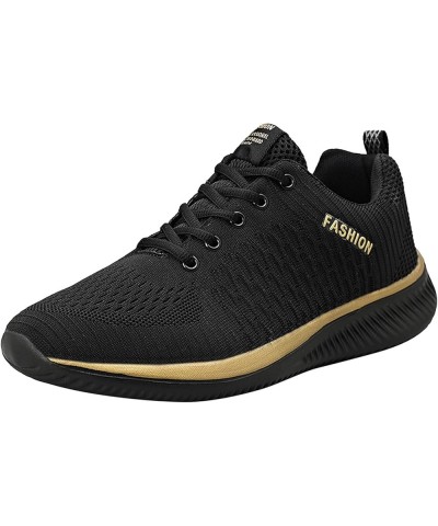 Men Womens Running Shoes Sneakers, Couple Tennis Shoes Comfort Lace Up Sneakers Non Slip Jogging Shoes Work Shoes Gold $12.51...