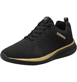 Men Womens Running Shoes Sneakers, Couple Tennis Shoes Comfort Lace Up Sneakers Non Slip Jogging Shoes Work Shoes Gold $12.51...