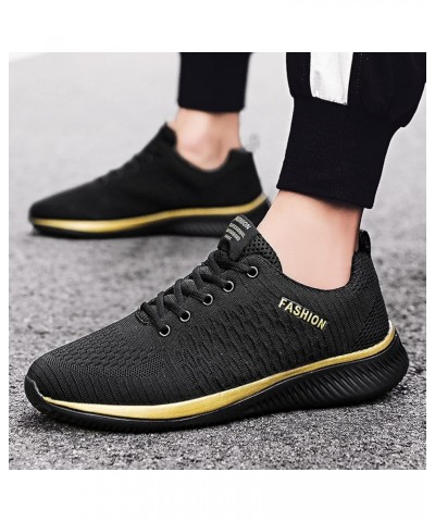 Men Womens Running Shoes Sneakers, Couple Tennis Shoes Comfort Lace Up Sneakers Non Slip Jogging Shoes Work Shoes Gold $12.51...