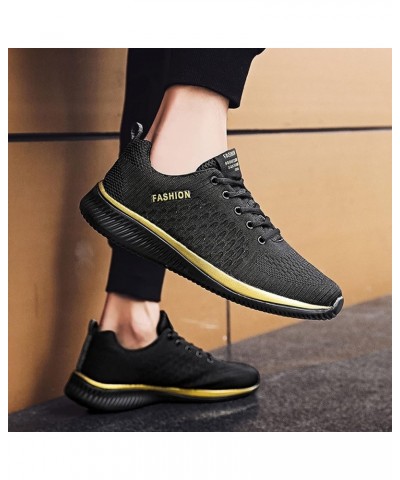 Men Womens Running Shoes Sneakers, Couple Tennis Shoes Comfort Lace Up Sneakers Non Slip Jogging Shoes Work Shoes Gold $12.51...