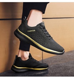 Men Womens Running Shoes Sneakers, Couple Tennis Shoes Comfort Lace Up Sneakers Non Slip Jogging Shoes Work Shoes Gold $12.51...