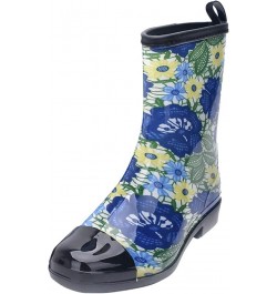 Ankle Rain Boots for Women Wide, Women's Mid Calf Rain Boots Printed Waterproof Rubber Boots Short Garden Shose Blue $24.06 B...