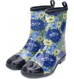 Ankle Rain Boots for Women Wide, Women's Mid Calf Rain Boots Printed Waterproof Rubber Boots Short Garden Shose Blue $24.06 B...