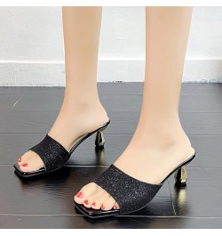 Women's Open Toe Ankle Strap Low Block Chunky Heels Sandals Party Dress Pumps Shoes Heels for Women Sexy Chunky Heel Black 2 ...