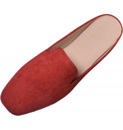 Women's Spring and Autumn New Casual Comfortable Solid Color Flat Half Slippers Women Wide Width Shoes Business Casual Red $9...