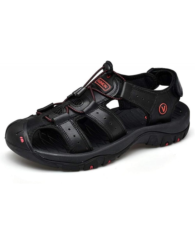 Leather Mens Beach Shoes Summer Outdoor Sandals and Slippers 7 Black $25.37 Sandals