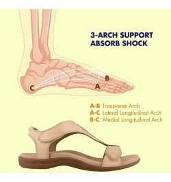 Womens Leather Sandals with Arch Support and Backstrap, Womens T-Strap Buckle Flats Sandals Women's Orthopedic Bunions Comfor...