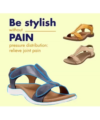 Womens Leather Sandals with Arch Support and Backstrap, Womens T-Strap Buckle Flats Sandals Women's Orthopedic Bunions Comfor...