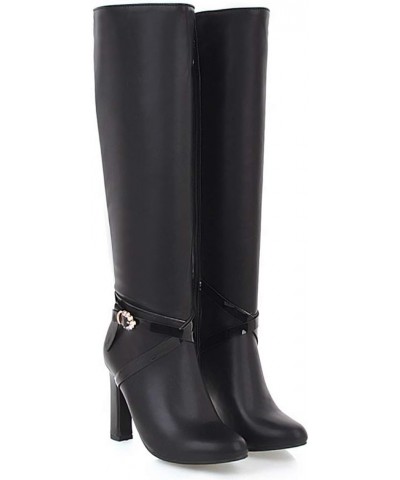 Women Elegant Boots Knee High high-heels 1 Black-pu $30.59 Boots