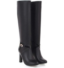 Women Elegant Boots Knee High high-heels 1 Black-pu $30.59 Boots