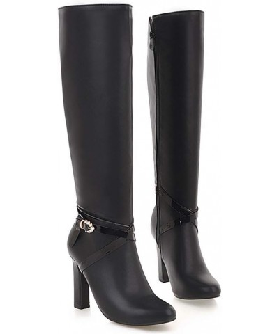 Women Elegant Boots Knee High high-heels 1 Black-pu $30.59 Boots