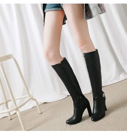 Women Elegant Boots Knee High high-heels 1 Black-pu $30.59 Boots