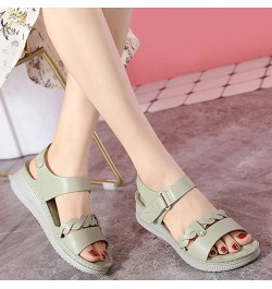 Women Solid Color Leather Hook Loop Sandals Casual Open Toe Soft Sole Beach Sandals Slingback Arch Support 7 Green $21.72 San...