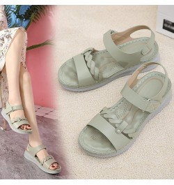 Women Solid Color Leather Hook Loop Sandals Casual Open Toe Soft Sole Beach Sandals Slingback Arch Support 7 Green $21.72 San...