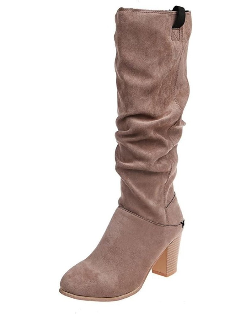 High Heel Boots for Women Wide Calf Size 12 Knotted Casual Fashion Ladies Boots Beautiful Flat Long Women's Knee High Shoes W...