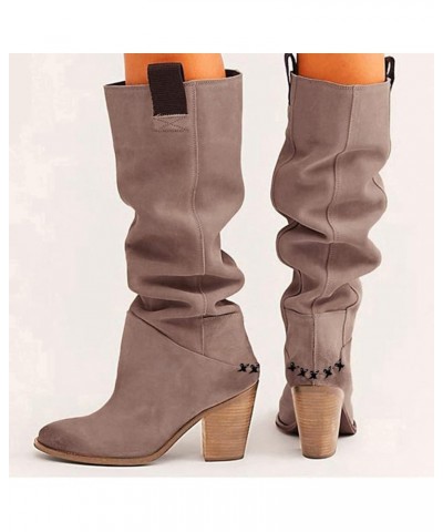 High Heel Boots for Women Wide Calf Size 12 Knotted Casual Fashion Ladies Boots Beautiful Flat Long Women's Knee High Shoes W...