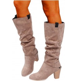 High Heel Boots for Women Wide Calf Size 12 Knotted Casual Fashion Ladies Boots Beautiful Flat Long Women's Knee High Shoes W...