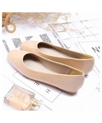 Women's Slip On Square Toe Ballet Flats Soft Patent Leather Metal Buckle Bowknot Flat Shoes Work Dress Shoes 8151-patent Leat...