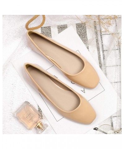 Women's Slip On Square Toe Ballet Flats Soft Patent Leather Metal Buckle Bowknot Flat Shoes Work Dress Shoes 8151-patent Leat...