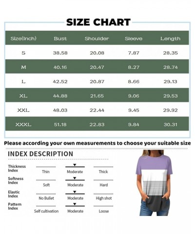 Womens Shirts Short Sleeve 2024 Comfy Tops Daily Dress Casual Round Neck Blouse Printed Tees Loose Pullover T Shirt 5-light G...