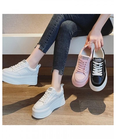 Woman Hidden Wedgie Sneakers High Heel Lace Up Modish Breathable Light-Weight Walking Shoe Platform Sneakers Pink Net $38.54 ...