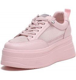 Woman Hidden Wedgie Sneakers High Heel Lace Up Modish Breathable Light-Weight Walking Shoe Platform Sneakers Pink Net $38.54 ...