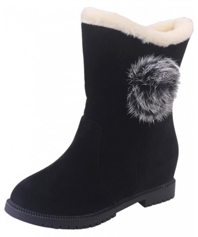 Open Toe Wedge Ankle Boots Tassel Snow Women's Soled Shoes Ankle Plush Warm Thick Thermal Boots Boots Winter Women' Black $17...