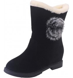 Open Toe Wedge Ankle Boots Tassel Snow Women's Soled Shoes Ankle Plush Warm Thick Thermal Boots Boots Winter Women' Black $17...