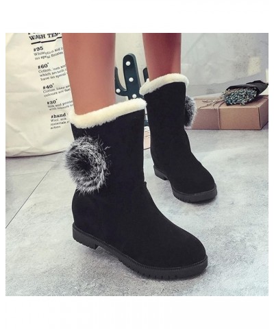 Open Toe Wedge Ankle Boots Tassel Snow Women's Soled Shoes Ankle Plush Warm Thick Thermal Boots Boots Winter Women' Black $17...