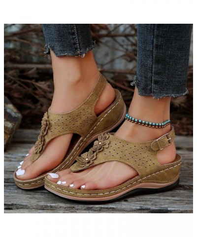 Slip on Athletic Sandals for Women Women Shoes Wedge Thick Soled Sandals Fashionable Flip Toe Womens Sandals Flat Yellow $12....