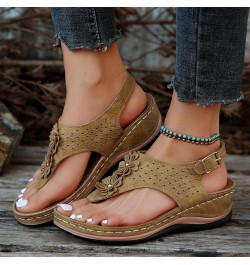 Slip on Athletic Sandals for Women Women Shoes Wedge Thick Soled Sandals Fashionable Flip Toe Womens Sandals Flat Yellow $12....