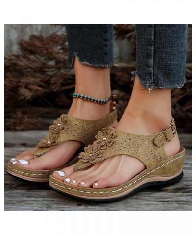 Slip on Athletic Sandals for Women Women Shoes Wedge Thick Soled Sandals Fashionable Flip Toe Womens Sandals Flat Yellow $12....