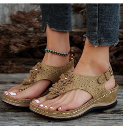 Slip on Athletic Sandals for Women Women Shoes Wedge Thick Soled Sandals Fashionable Flip Toe Womens Sandals Flat Yellow $12....