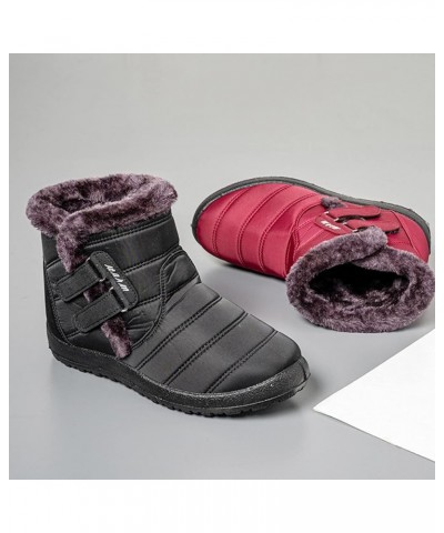 Woman Classic Snow Boots Winter Outdoor Closed Toe Slip on Hiking Boots Faux Fur Plush Lined Ankle Booties Black1 $30.79 Outd...