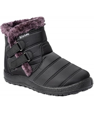 Woman Classic Snow Boots Winter Outdoor Closed Toe Slip on Hiking Boots Faux Fur Plush Lined Ankle Booties Black1 $30.79 Outd...