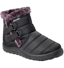 Woman Classic Snow Boots Winter Outdoor Closed Toe Slip on Hiking Boots Faux Fur Plush Lined Ankle Booties Black1 $30.79 Outd...