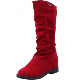 Rain Shoe Boots Soft Suede Solid Classic Midwinter Women's Color Women's Warm Autumn Lowheel Boots Women's Boots (Red, 8.5) 7...