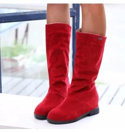 Rain Shoe Boots Soft Suede Solid Classic Midwinter Women's Color Women's Warm Autumn Lowheel Boots Women's Boots (Red, 8.5) 7...