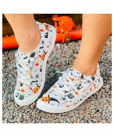 Halloween Slip-Ons for Women,Scary Evil Smile Pumpkin Print Flat Canvas Sneakers Lightweight Casual Halloween Party Cosplay S...