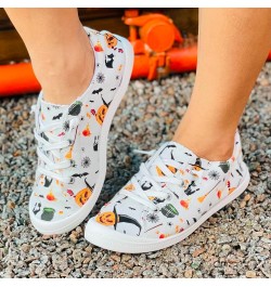 Halloween Slip-Ons for Women,Scary Evil Smile Pumpkin Print Flat Canvas Sneakers Lightweight Casual Halloween Party Cosplay S...