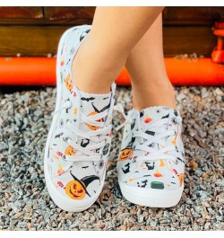 Halloween Slip-Ons for Women,Scary Evil Smile Pumpkin Print Flat Canvas Sneakers Lightweight Casual Halloween Party Cosplay S...