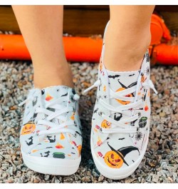 Halloween Slip-Ons for Women,Scary Evil Smile Pumpkin Print Flat Canvas Sneakers Lightweight Casual Halloween Party Cosplay S...