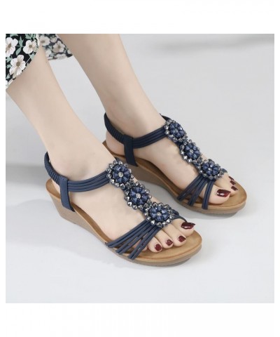 Womens Shoes Dressy Casual Mules Comfortable Beach Sandals for Women Wedding Rhinestone Flat Sandals Black Leather Orthopedic...