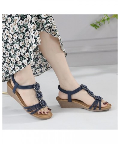 Womens Shoes Dressy Casual Mules Comfortable Beach Sandals for Women Wedding Rhinestone Flat Sandals Black Leather Orthopedic...