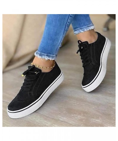 Sneakers for Women Walking Shoes Comfortable Lace ups Casual Summer Fashion Slip On Platform Flats Loafers Black $12.23 Athle...